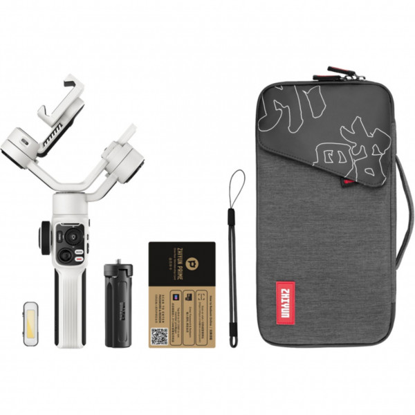 Gimbal Smartphone Zhiyun Smooth 5S ALB COMBO - Stabilizare Profesională 3 Axe, Lumină LED încorporată