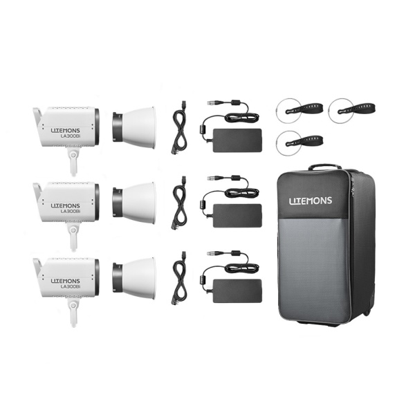 Godox Litemons LA300Bi 3K, Kit 3 Lampi LED Bi-color, cu geanta de transport