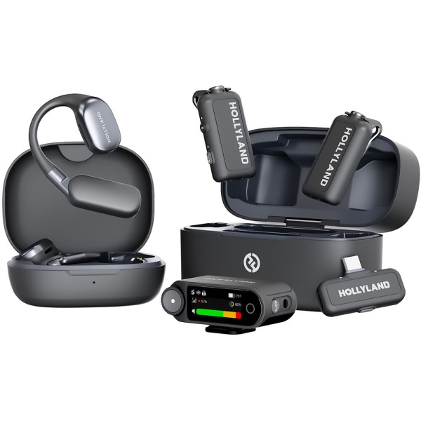 Hollyland Lark MAX 2 Ultimate Combo, Sistem microfon wireless on-camera, 2 persoane, Casti OWS