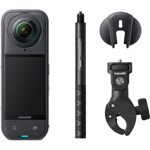 Insta360 X5 Motorcycle Multiview Bundle, Kit Camera de actiune 8K 360° cu Selfie Stick si clema de prindere
