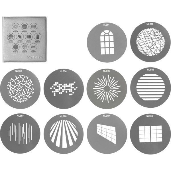 Kit 10 Filtre Gobo Nanlite AS-GB-B-SET1, pentru Nanlite PJ-BM