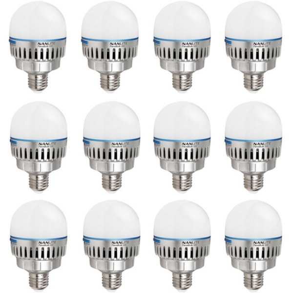 Kit 12 becuri LED Nanlite PavoBulb 10C RGBWW, 10-1004-12KIT, cu accesorii