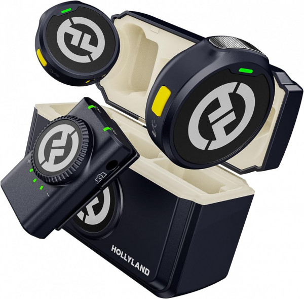 Microfon lavaliera wireless Hollyland Lark M2 Duo Camera, 48KHz 24Bit, 300m raza actiune, Culoare Charcoal