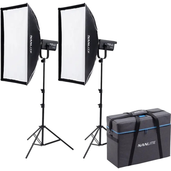 Nanlite FS-300B Kit 2 Lampi LED Bi-Color, cu stative si softbox-uri, FS-300B 2KIT-S-LS-1