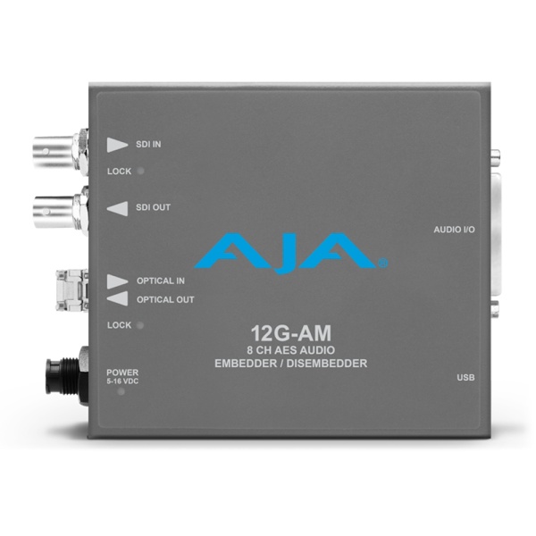 AJA 12G-AM-R, Audio Embedder/Disembedder 12G-SDI, 8-Ch AES cu LC Fiber Rx SFP