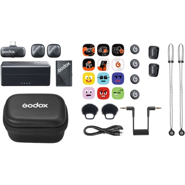 Godox Cube-C Combo Kit 1, Sistem Wireless Microfon 2 TX + 1 RX, USB-C, TRS, 2.4Ghz