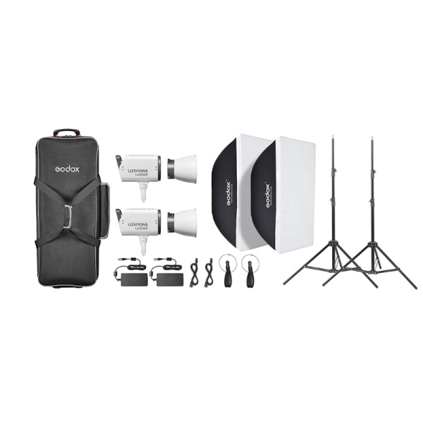 Godox Litemons LA200R K2, Kit 2 Lampi LED RGB, cu softbox-uri si stative