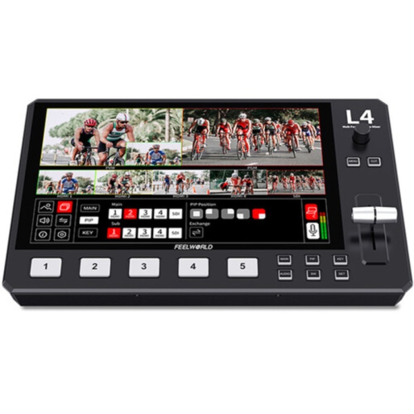 FeelWorld L4, Mixer Video, 4 x HDMI 1.4 / 1 x HD-SDI, cu Display LCD 10.1"