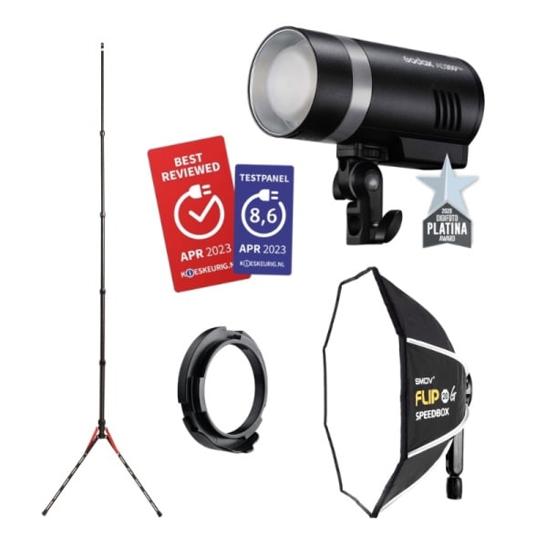 Godox Witstro AD300Pro Kit blit cu softbox, adaptor si stativ