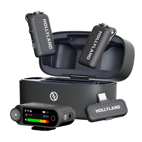 Hollyland Lark MAX 2 Combo, Sistem microfon wireless on-camera, 2 persoane, timecode