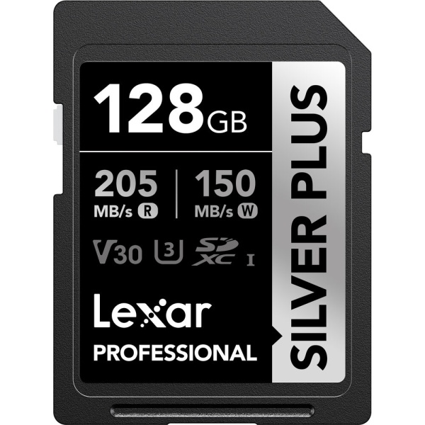 Lexar Silver Plus 128GB, SDXC UHS-I/U3/A2/4K, Card de Memorie R205/W150 (V30)