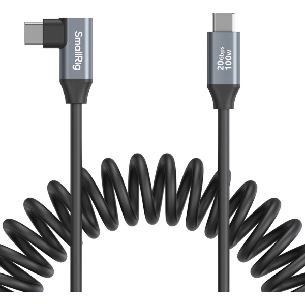SmallRig 4792, Cablu USB-C 3.2 Gen 2x2, drept la unghi drept, spiralat, 35cm