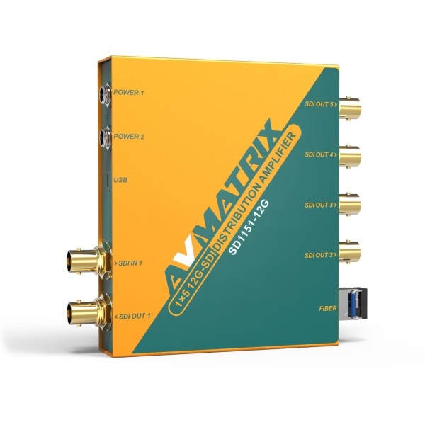 Distribuitor AVMATRIX SD1151-12G cu amplificator semnal 1×5 12G-SDI