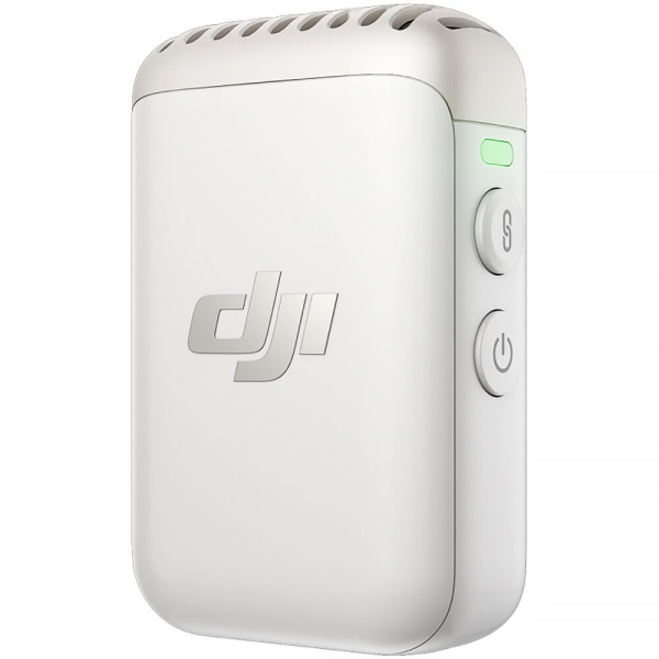 DJI Mic 2, TX 2.4 GHz, Transmitator wireless, Clip-On, cu microfon incorporat, Alb