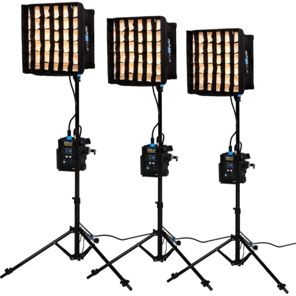 Nanlite PavoSlim 60B Kit 3 Lampi LED Bi-Color, cu stative si softbox-uri