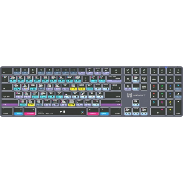 Tastatura LogicKeyboard TITAN pentru DaVinci Resolve, wireless, iluminata, Mac