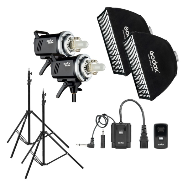 Godox Anniversary Kit MS300, Kit 2 Blituri cu stative si softbox-uri