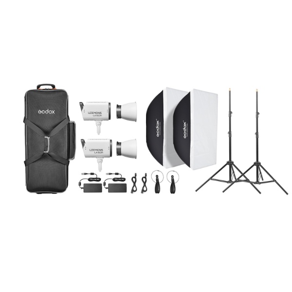 Godox Litemons LA150R K2, Kit 2 Lampi LED RGB, cu softbox-uri si stative