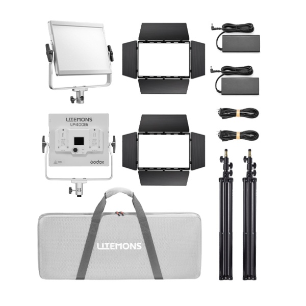 Godox Litemons LP400Bi, Kit 2 Panouri LED Bi-Color, cu stative
