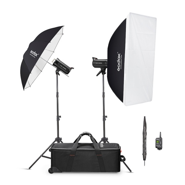 Godox SK400IIV-C, Kit 2 Blituri SK400II-V cu stative, softbox si umbrele