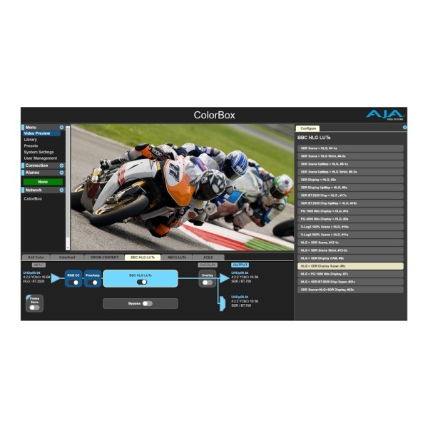 Licenta BBC HLG LUT Pipeline pentru AJA ColorBox