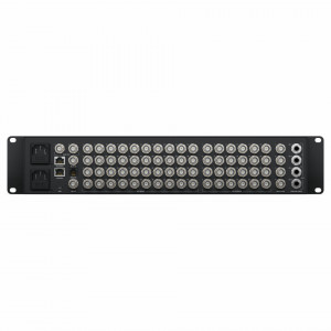 Mixer video profesional Blackmagic Design ATEM 4 M/E Constellation HD panou frontal cu LCD color si butoane iluminate si panou spate cu conectica SDI masiva