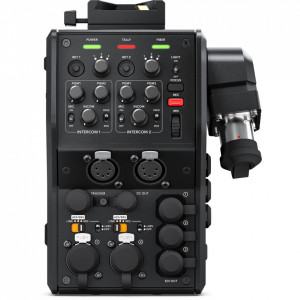 Adaptor pentru fibra optica Blackmagic Design Camera Fiber Converter cu conexiuni SMPTE, 12G-SDI si control intercom pentru URSA Broadcast
