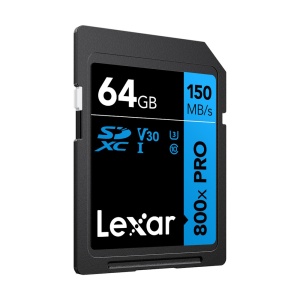Card de Memorie 64GB, Lexar SDXC 800x Pro UHS-I cards, C10 (V30) U3, R150 MB/s