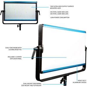 Dracast X Series LED2000, Panou LED Bi-Color, 51.3 x 31 cm, 120W