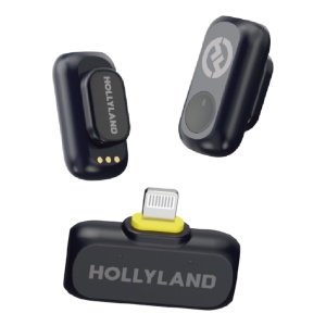 Hollyland Lark A1 Mini Duo Lightning, Sistem microfon wireless, 2 persoane, 2.4 GHz, culoare Space Gray