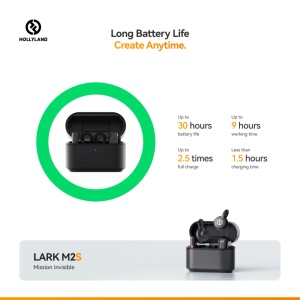 Hollyland Lark M2S Ultimate Combo, Sistem microfon wireless, 2 persoane, 2.4 GHz, culoare Space Gray