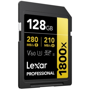 Card de memorie Lexar Professional 1800x SDXC UHS-II, 128GB, 280MB/s, V60