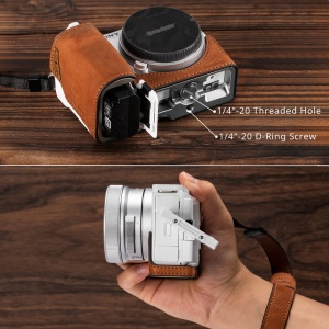 SmallRig 4889 Half Case Kit, Husa din piele maro pentru Sony ZV-E10 II