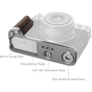 SmallRig 5265, Placa de montare in forma de L cu maner din lemn pentru FUJIFILM GFX100RF Argintiu