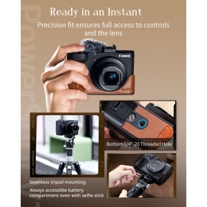 SmallRig 5385, Kit husa din piele maro pentru Canon PowerShot V1