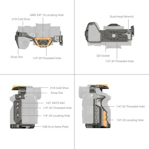 SmallRig 5518 HawkLock Bumblebee, Kit Cage Quick Release cu maner superior pentru Sony A7R V, A7 IV, A7S III