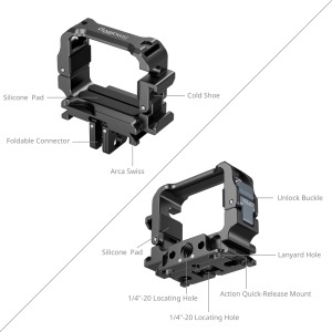 SmallRig 5607, Adaptor Cage pentru DJI Osmo Pocket 3 cu monturi 1/4", cold shoe