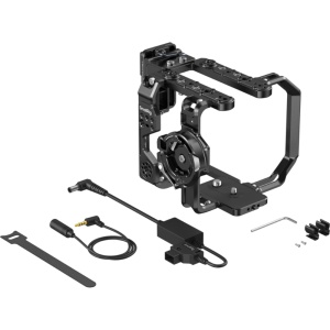 Kit cage profesional SmallRig 5801 pentru camera video Sony FX6 cu placa de baterie V-Mount si accesorii de montare