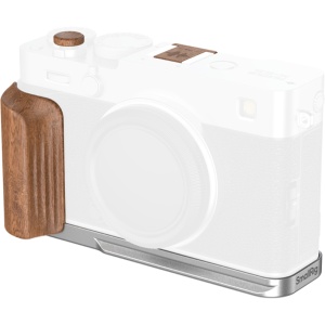 SmallRig 5984 L-Shaped Mount Plate cu mâner din lemn pentru FUJIFILM X-E5 (Rosewood, Argintiu)