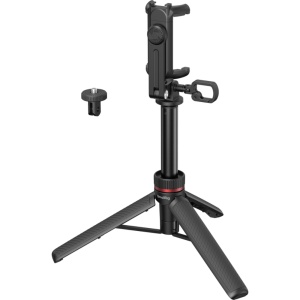 Trepied multifunctional de calatorie SmallRig 6479 3-in-1 VT-17 configurat ca trepied de birou si monopied cu suport de telefon montat