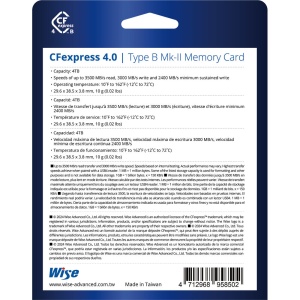 Wise Advanced CFexpress 4.0 Type B Mk-II, Card de memorie 4TB, R3500W3000 mbs