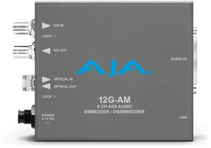 AJA 12G-AM-TR, 12G-SDI 8-Ch. AES Embedder/Disembedder, LC Fiber TR SFP