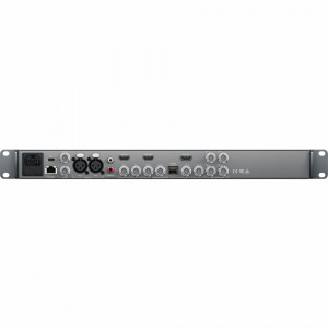 Procesor video profesional Blackmagic Design Teranex AV cu panou frontal iluminat, ecran LCD color si conexiuni spate 12G-SDI si HDMI