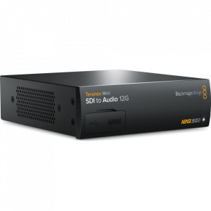 Convertor Blackmagic Design Teranex Mini SDI to Audio 12G cu porturi XLR, RCA si conexiuni 12G-SDI frontale si posterioare