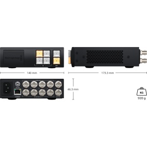Router video compact Blackmagic Videohub Mini 4x2 12G cu butoane frontale de selectie si conexiuni 12G-SDI