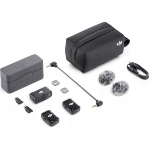 DJI Mic 2, Sistem Microfon Wireless Compact, 2 TX + 1 RX, 2.4 GHz 