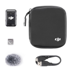 DJI Mic 2, TX 2.4 GHz, Transmitator microfon wireless, Clip-On, cu microfon incorporat, Negru