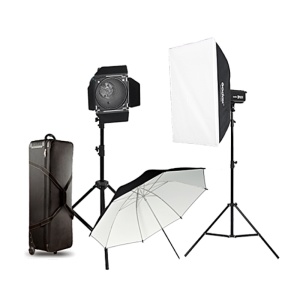 Godox DP600III-C, Kit 2 Blițuri DP600III, cu stative, softbox, umbrelă și accesorii