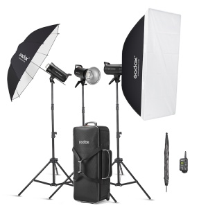Godox SK400II-D, Kit 3 Blituri SK400II, cu stative, softbox si umbrele