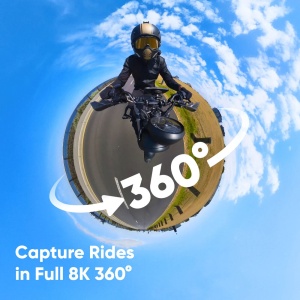Insta360 X4 360° 8K Motorcycle Kit, Camera de actiune cu accesorii pentru motocicleta si card de memorie 128GB